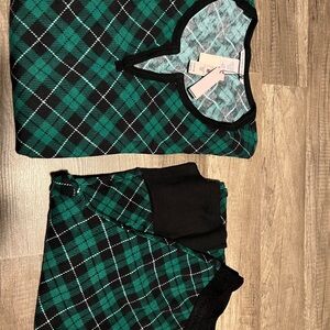 Plaid Green and Black Women's Pajama Set